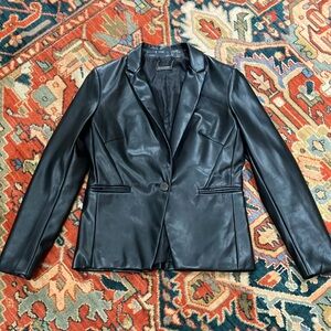 Tahari Classic Faux Leather Blazer